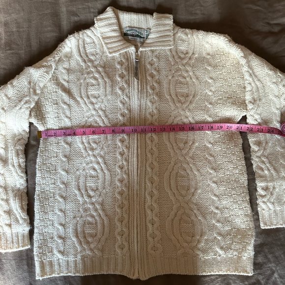 Aran Crafts Cream Cable Knit Wool Cardigan